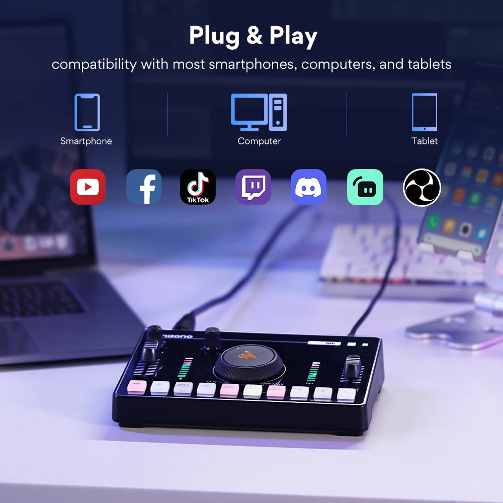 Audio Interface Mixer  Streaming, Recording