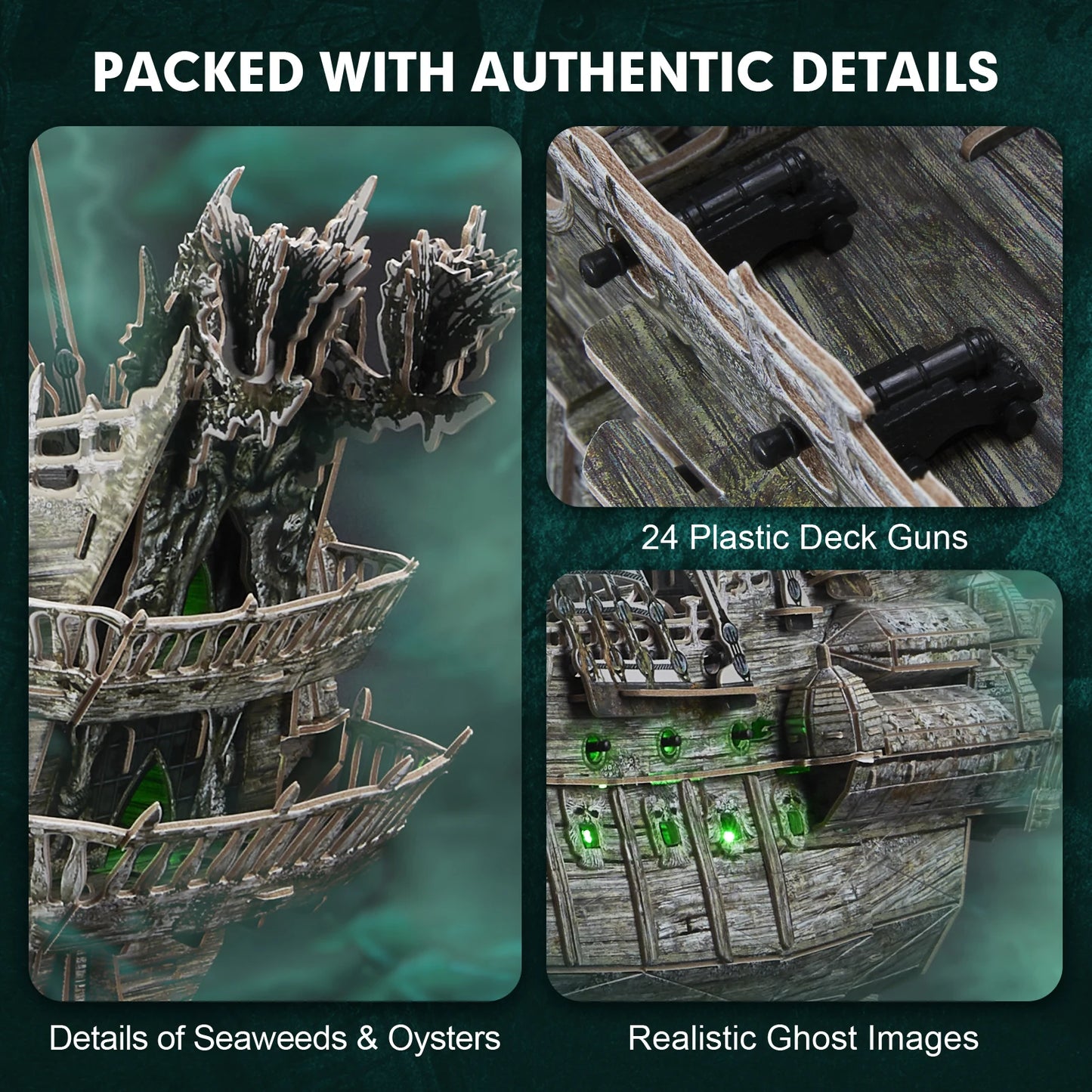 Puzzles Green LED Flying Dutchman Pirate Ship