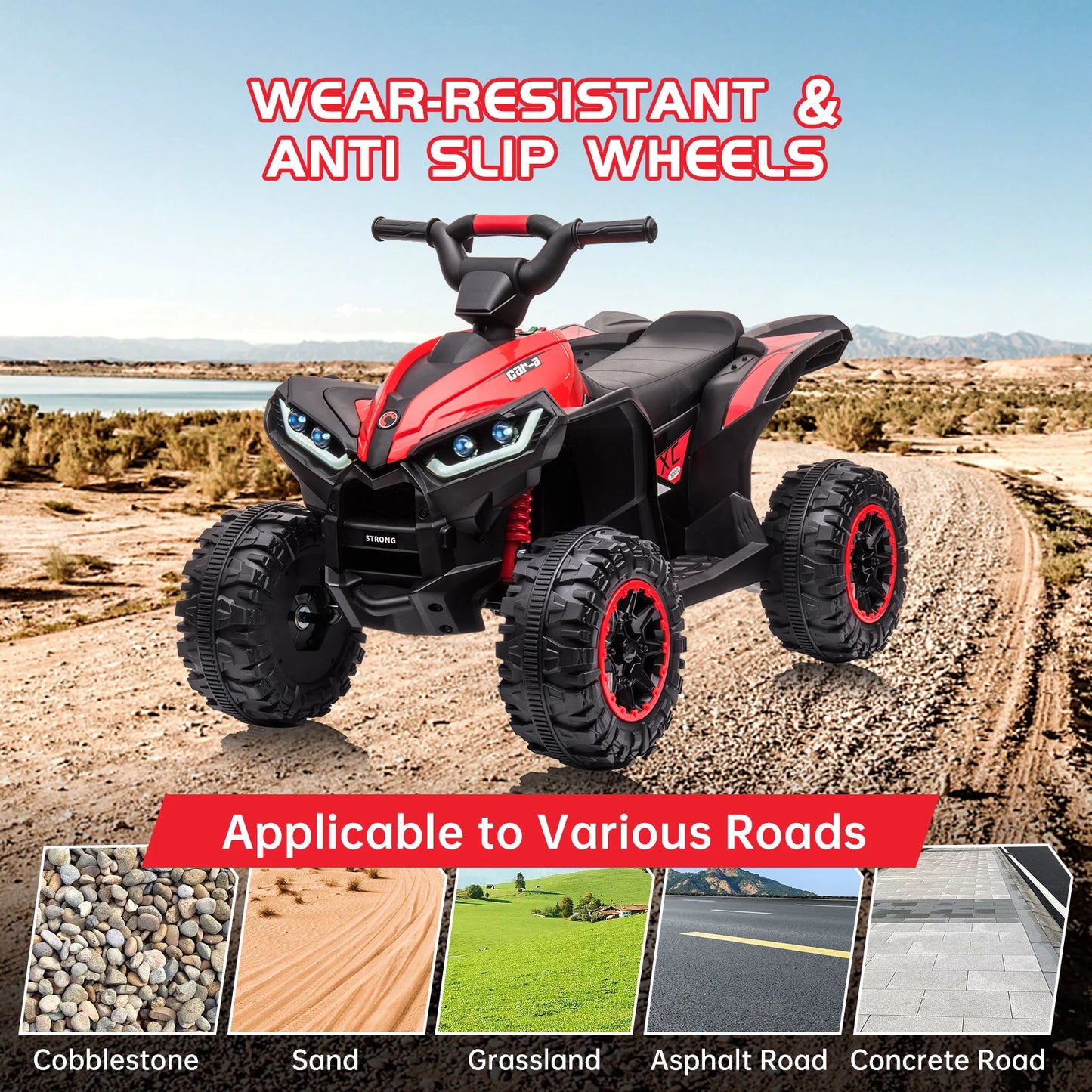 12V Kids Ride On ATV, Electric Battery, Powered Four Wheeler