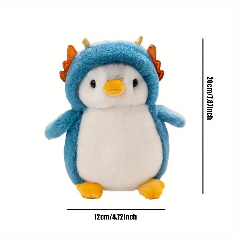 Cute Transforming Penguin Plush Toy in Dinosaur Costume