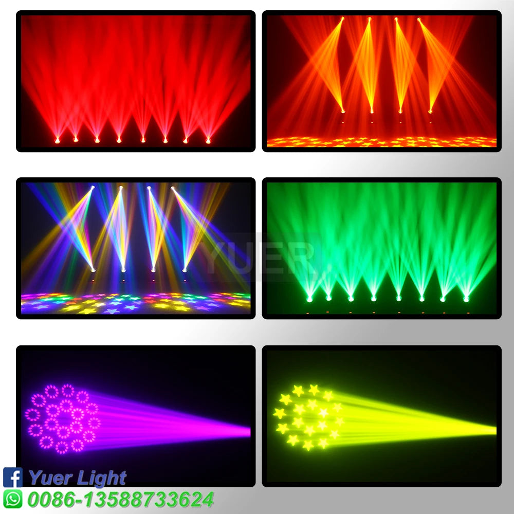 200W LED With Ring Beam Spot Moving Head Light With 18 Rotating Prism Rainbow Effect DMX512 Disco Party CLub Stage Effect Lights