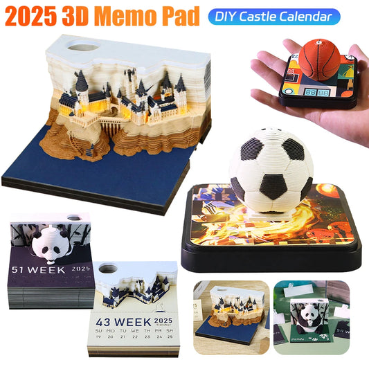 Magic Castle 3D Notepad 2025 Calendar Memo Pad