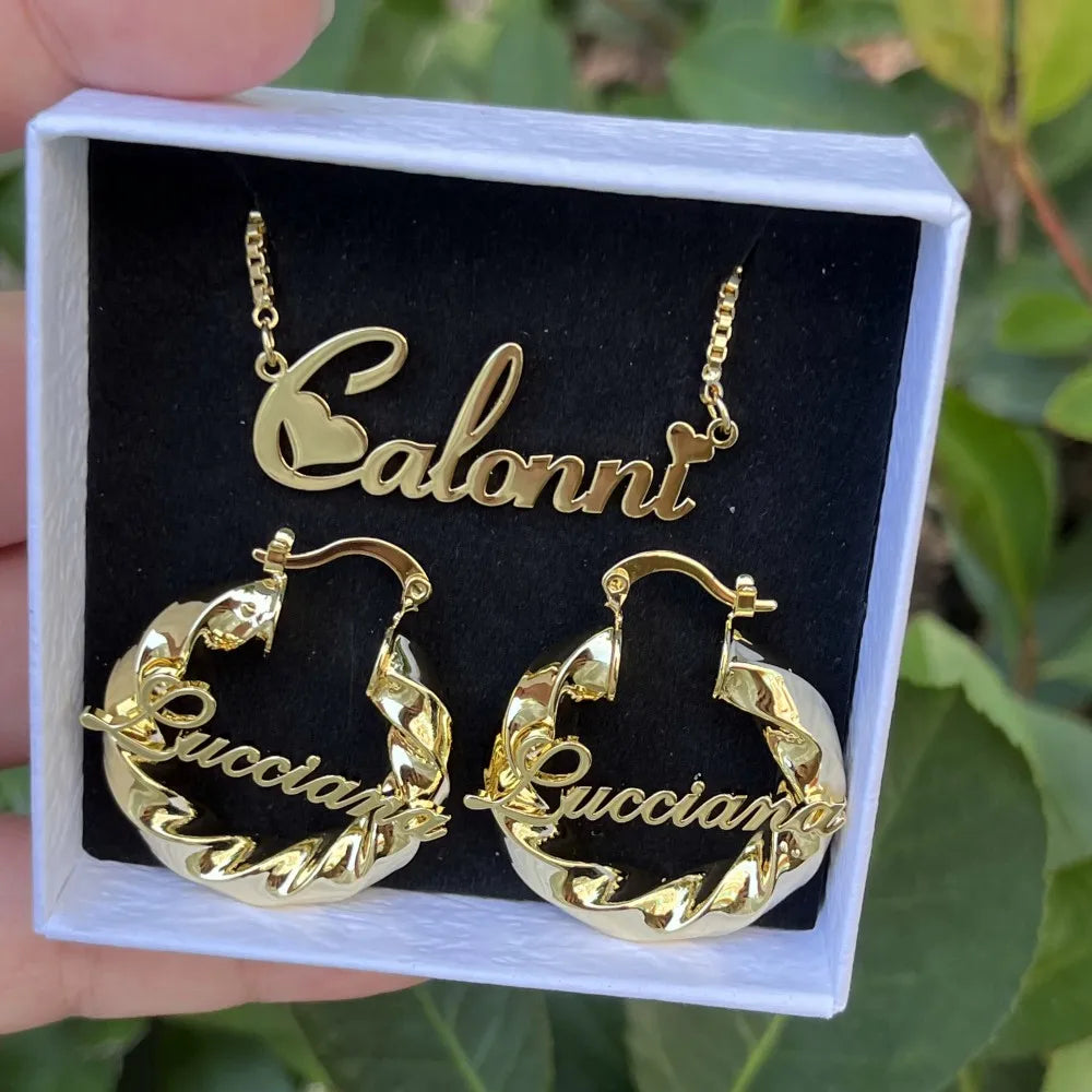 DUOYING Custom 30mm Earring Set Personalized Stainless