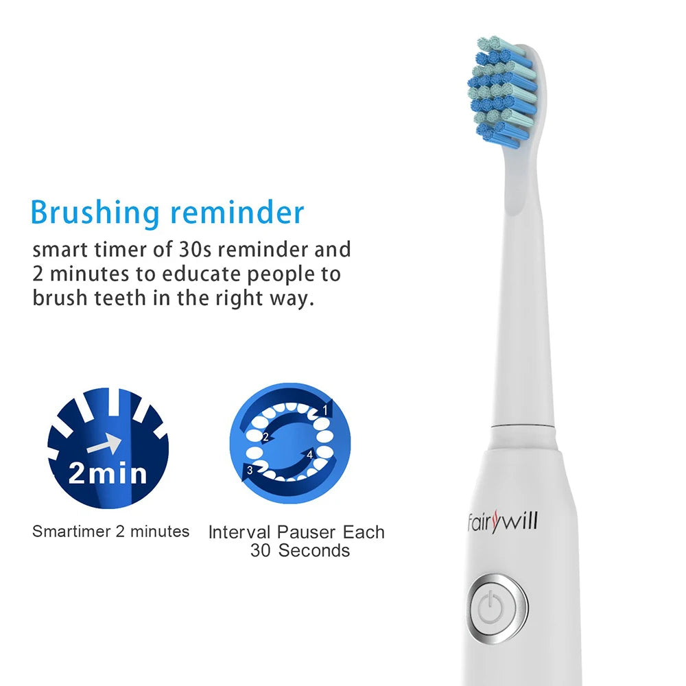 Fairywill Electric Sonic Toothbrush USB Charge Rechargeable