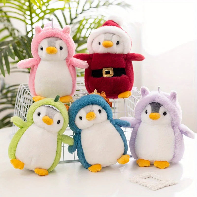 Cute Transforming Penguin Plush Toy in Dinosaur Costume