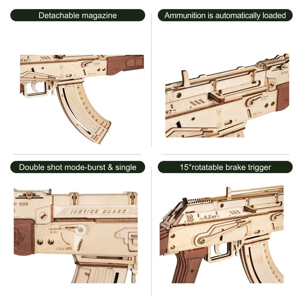 Automatic Rifle AK47 3D Wooden Gun Funny