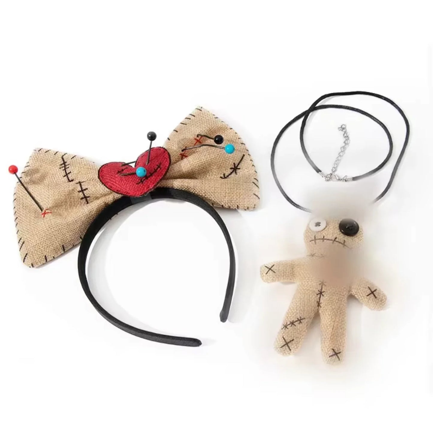 Voodoo Doll Headband Halloween Hair Hoop with Necklace