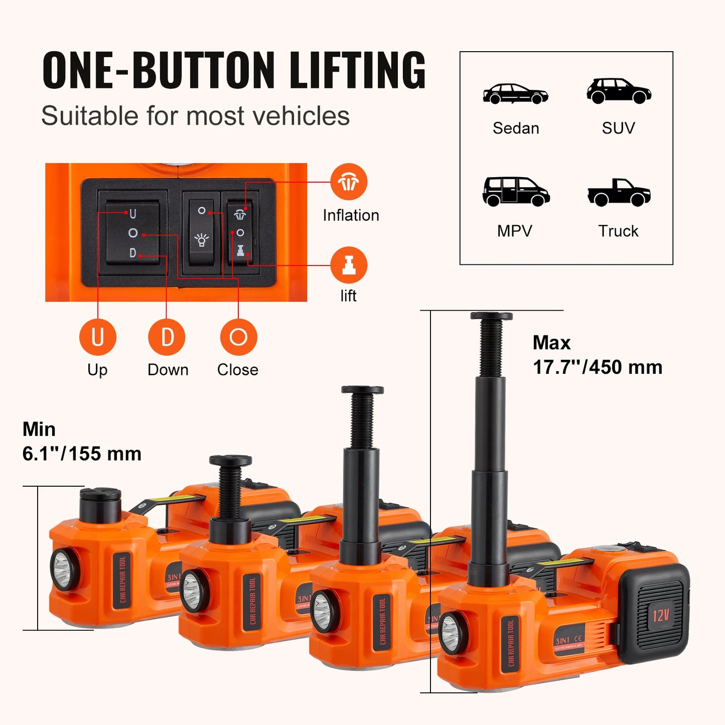 5 Ton Electric Car Jack Hydraulic Jack Lift Portable