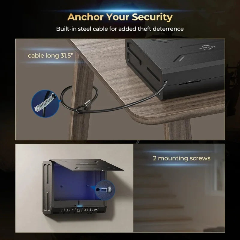 Biometric Gun Safe for Pistols,, Quick-Access Firearm Safety Device with Fingerprint Lock or Key Pad,  Box