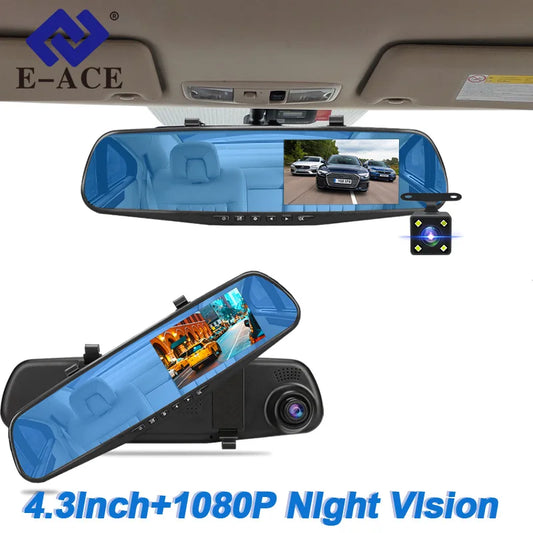 Dash Cam 4.3 Inches Car DVR Rearview Mirror