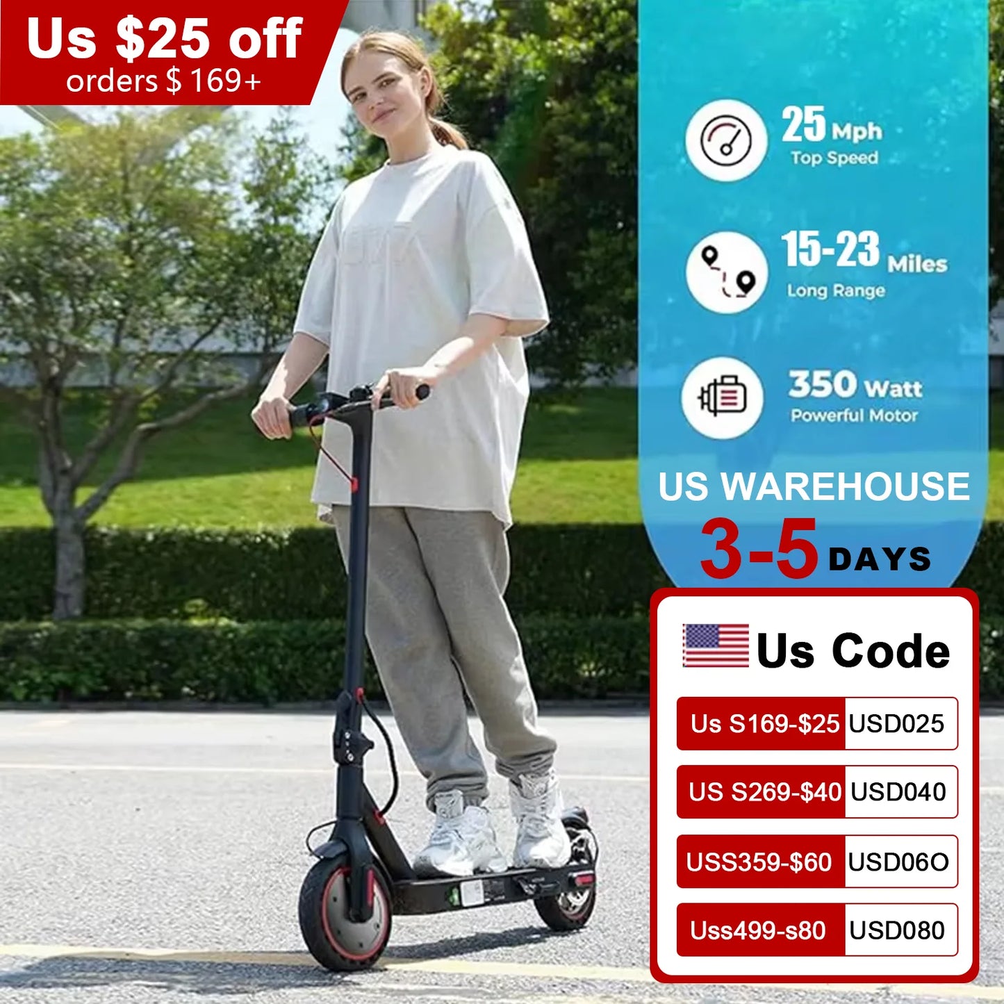 350W  15.6MPH Adults Electric Scooter  Foldable