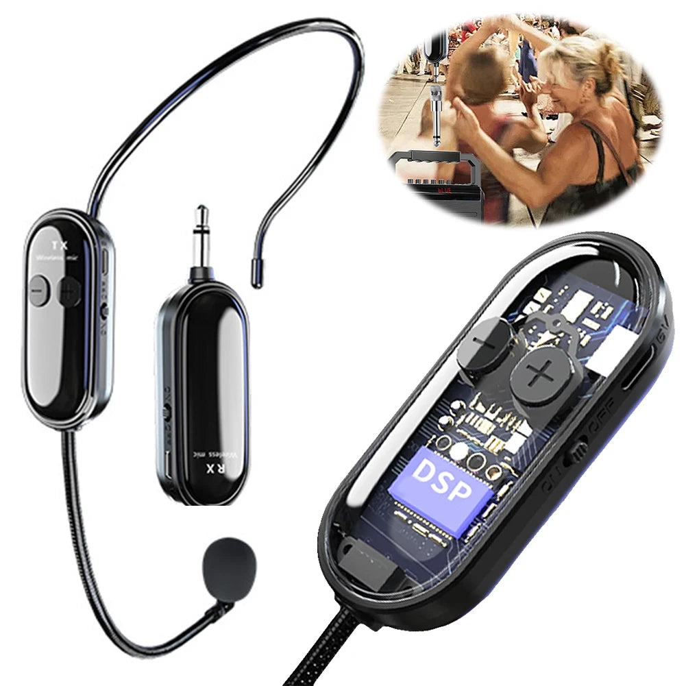 2.4G Mic Wireless Microphone System Head Handheld