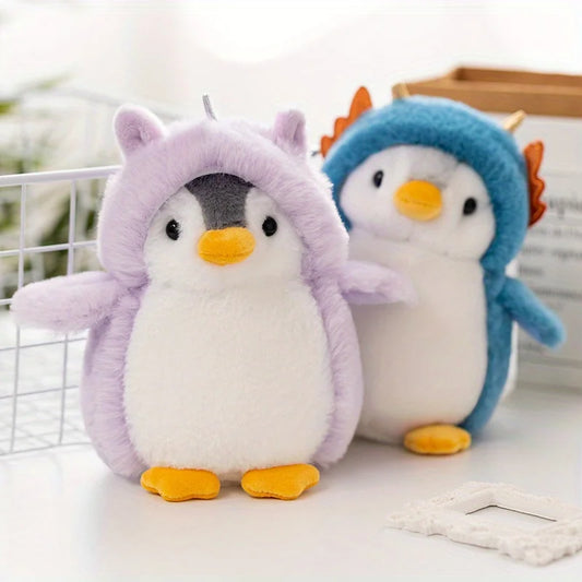 Cute Transforming Penguin Plush Toy in Dinosaur Costume