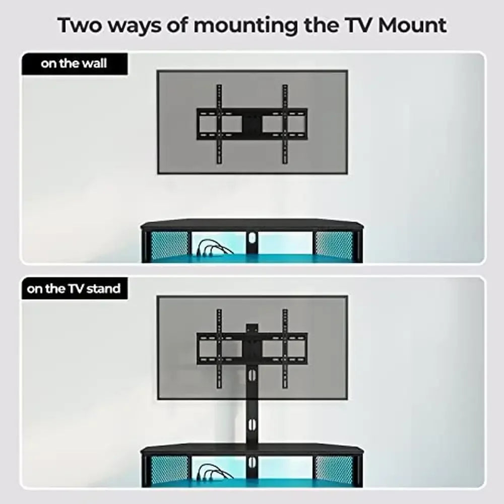 TV Stand Mount with LED Lights Swivel Height