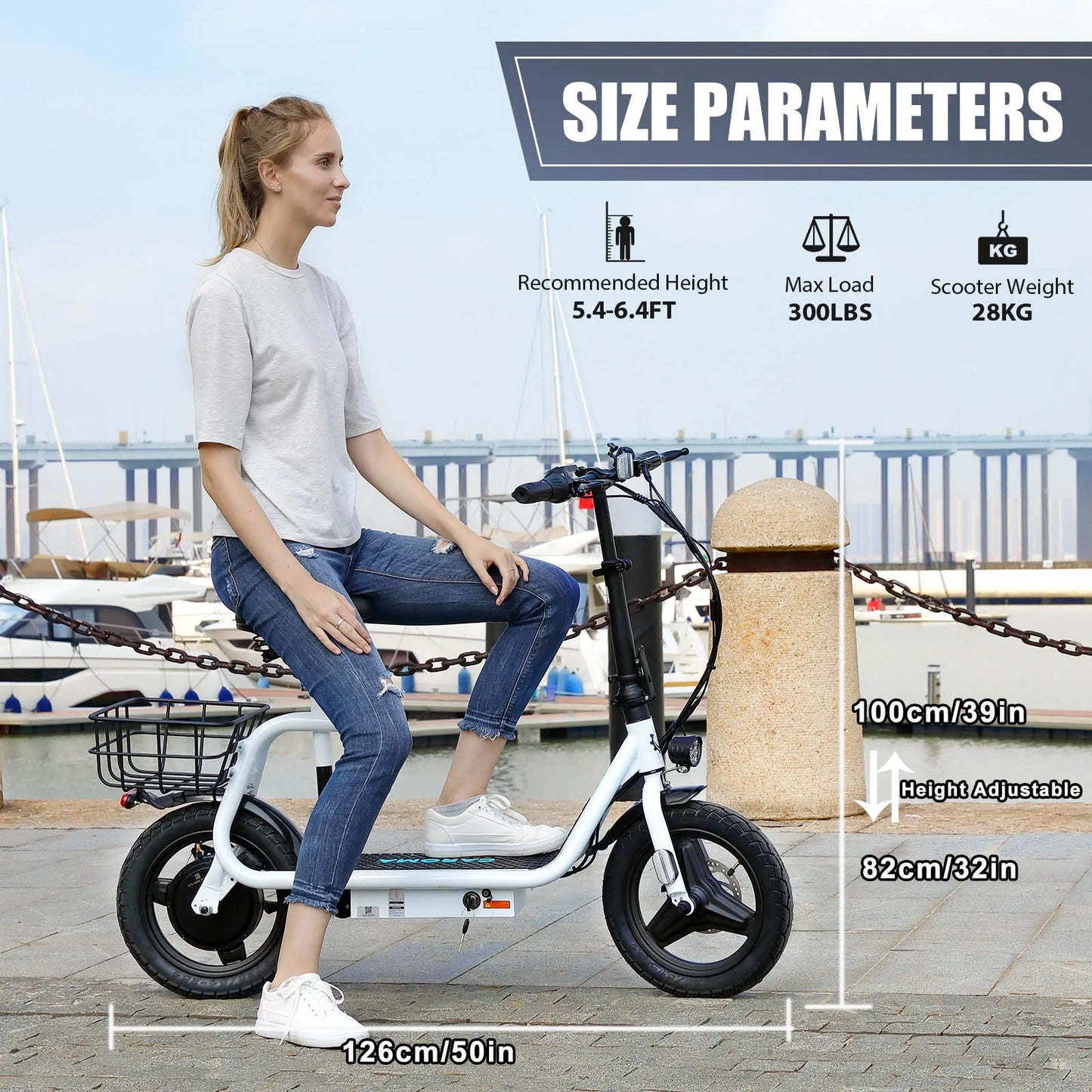 Peak 560W Electric Scooter with Seat 14" Tire