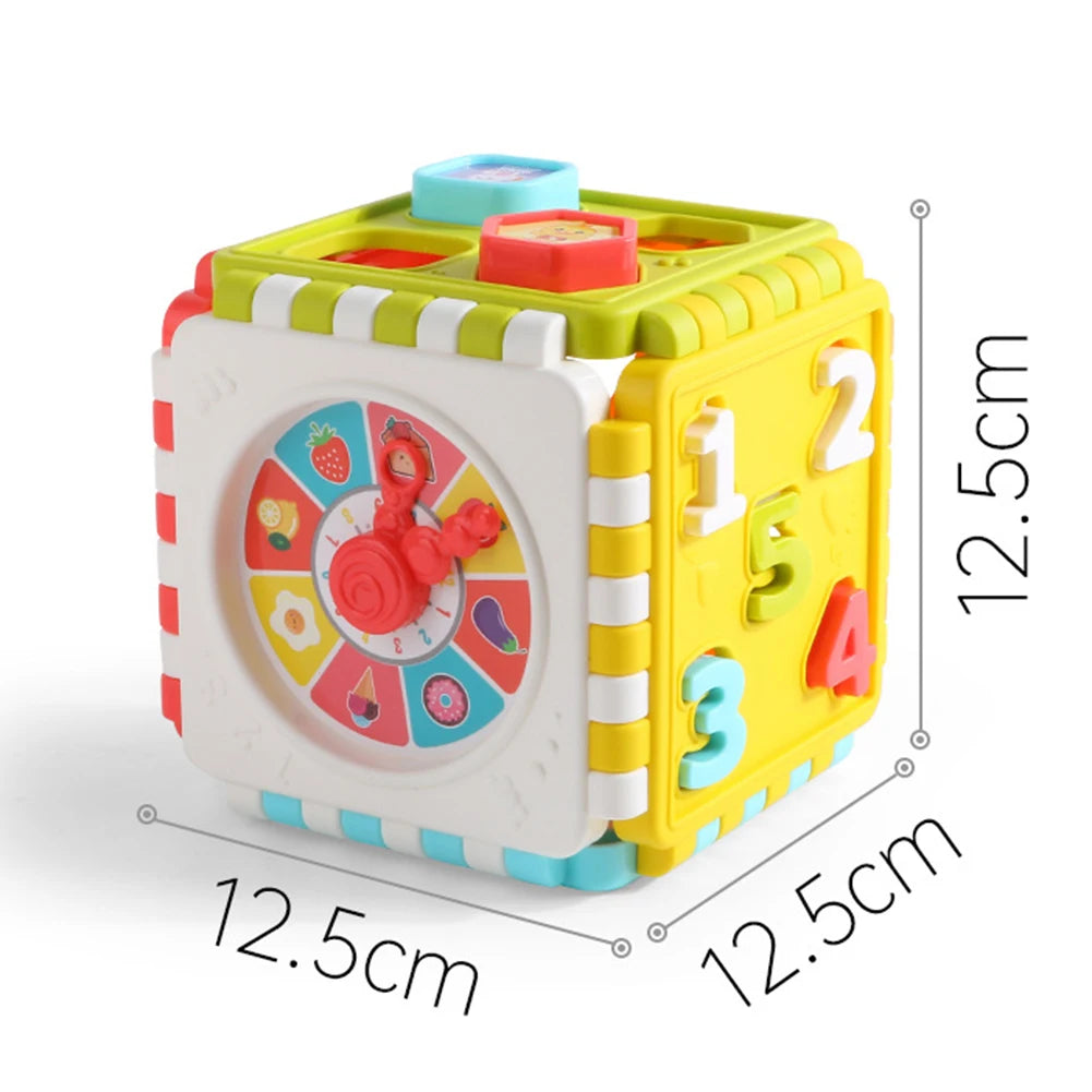 Colorful Plastic Activity Cube Clock Shape Geometric