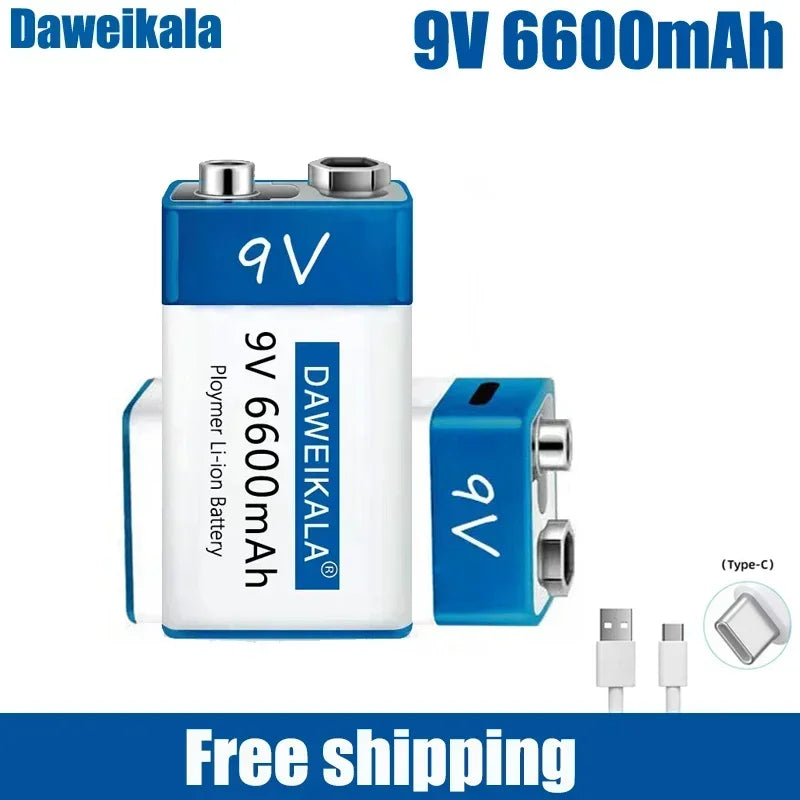 9V  lithium ion fast rechargeable battery