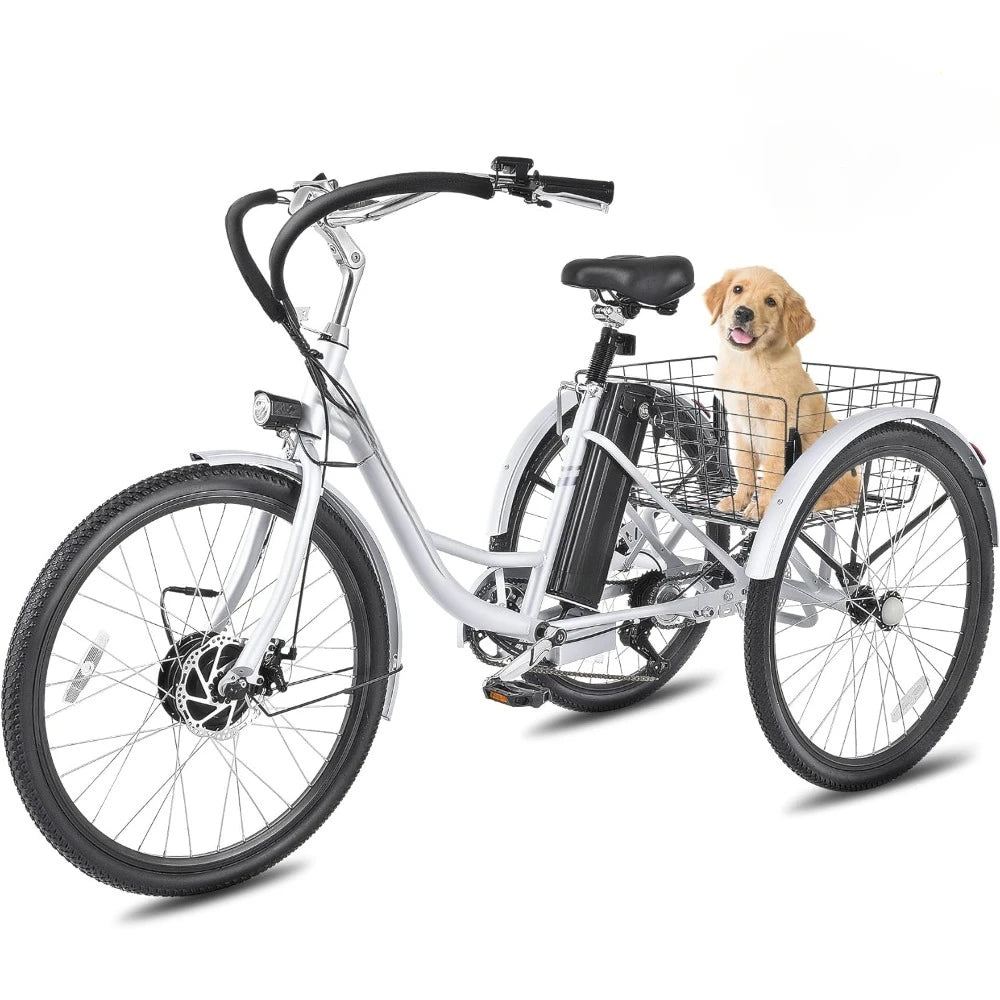 Electric Tricycle for Adults,with Basket, 36V Removable Battery