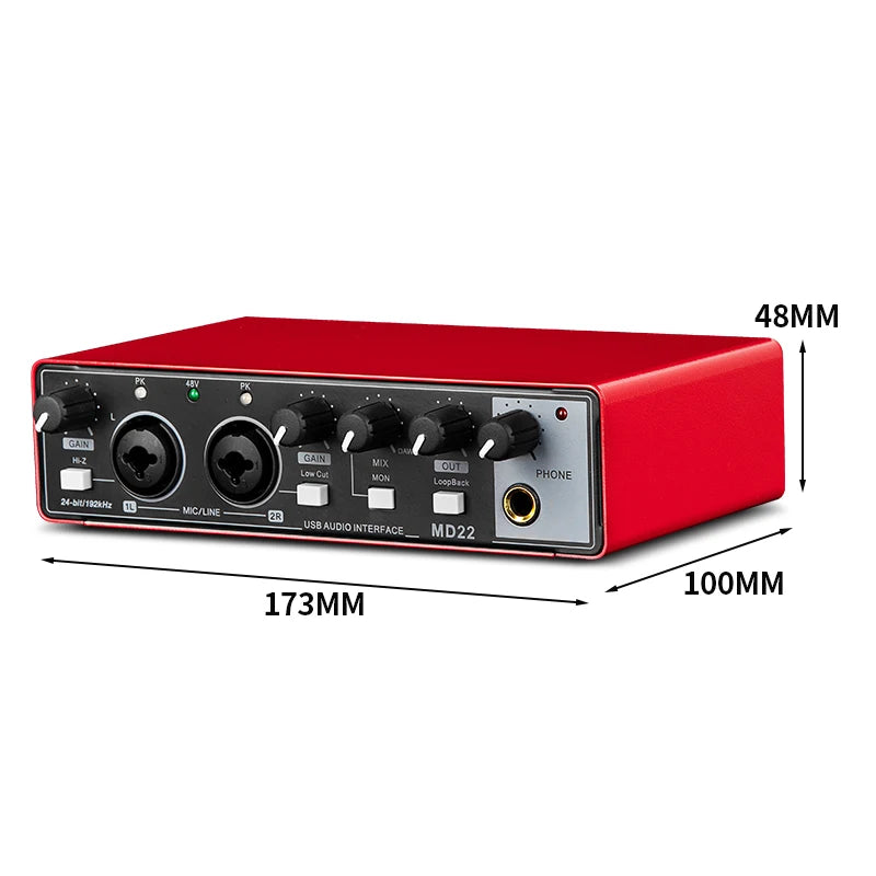 Audio Interface Studio Sound Card 2 Channel audio