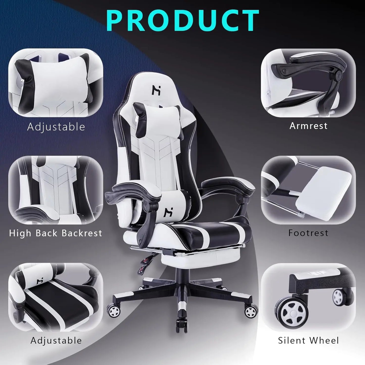 Gaming Chair, Video  Computer Chair, Lumbar