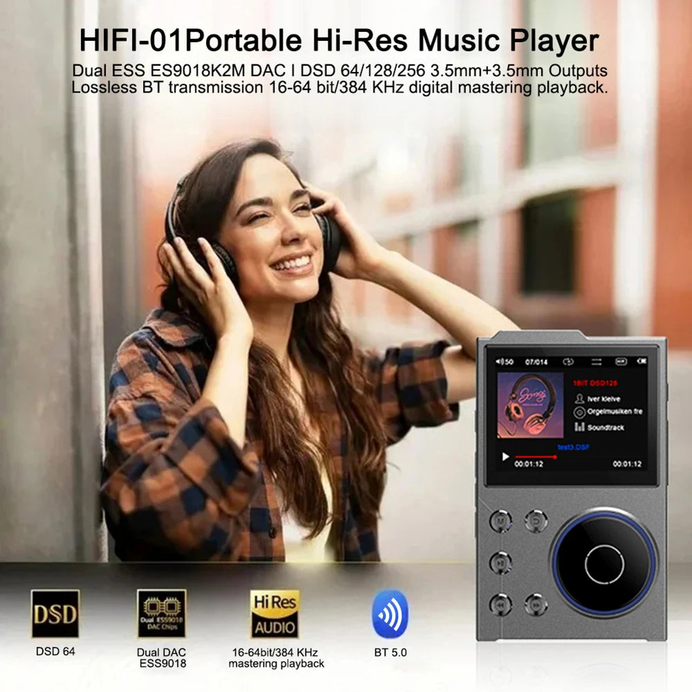 HiFi MP3 Player Portable Audio Player Bluetooth-Compatible