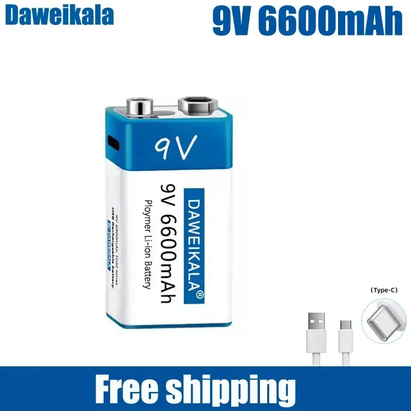 9V  lithium ion fast rechargeable battery