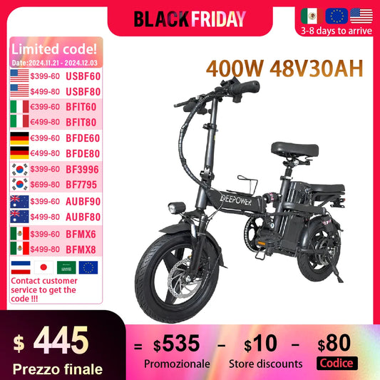 Adult Fat Tire Electric Bike Folding 400W