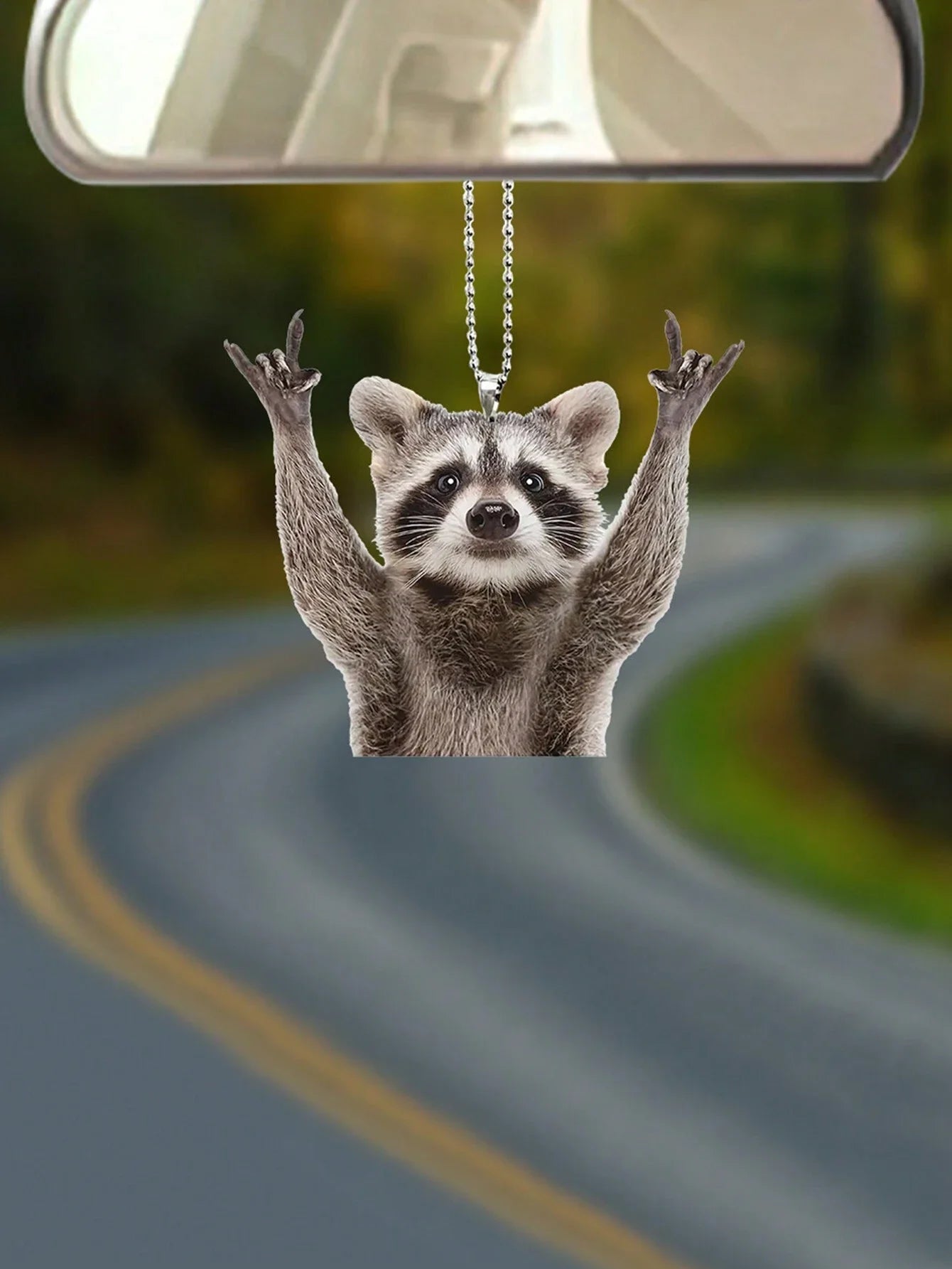 Acrylic Raccoon Rock Car Interior Pendant,