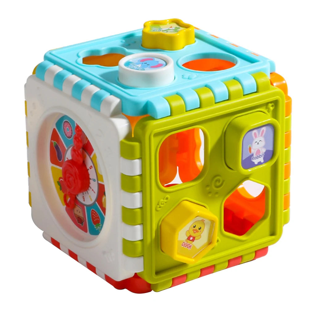 Colorful Plastic Activity Cube Clock Shape Geometric