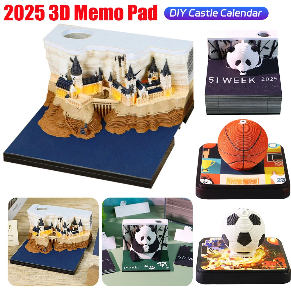 Magic Castle 3D Notepad 2025 Calendar Memo Pad