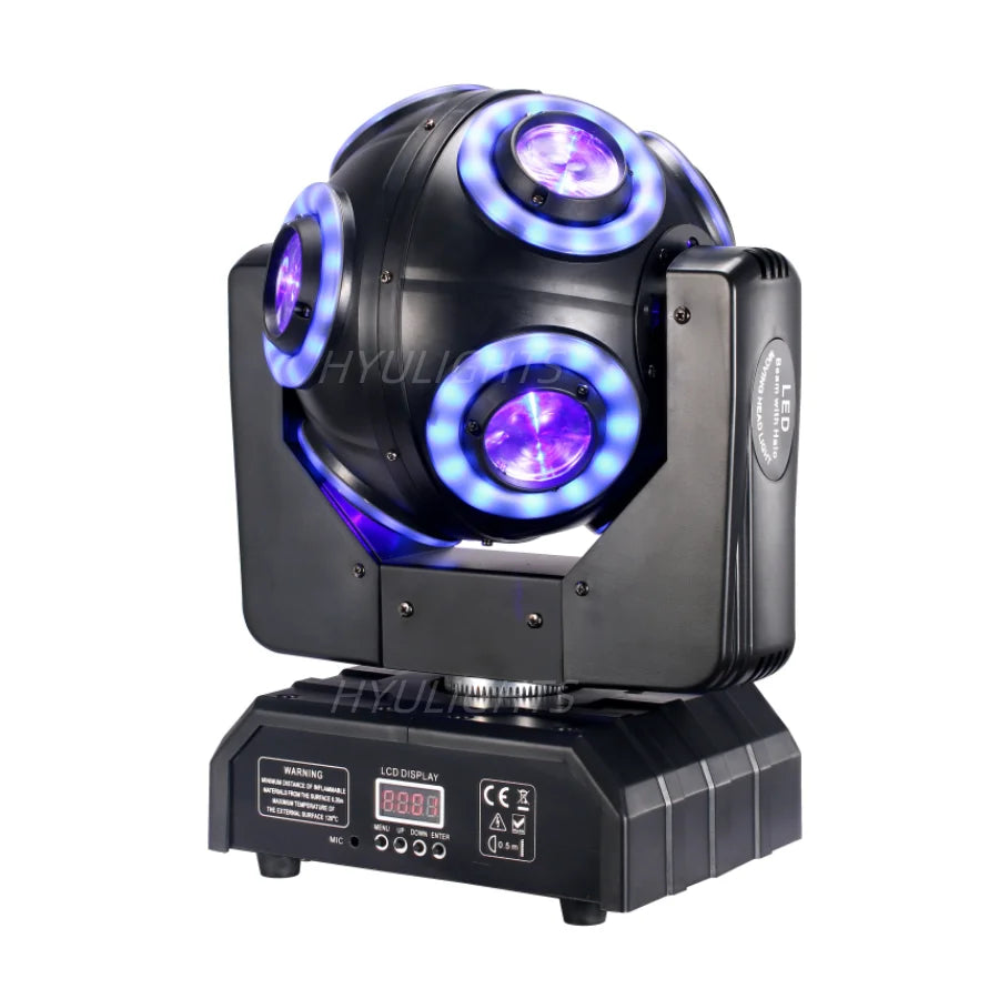 LED Moving Head 8x15W RGBW 4in1 With Halo RGB