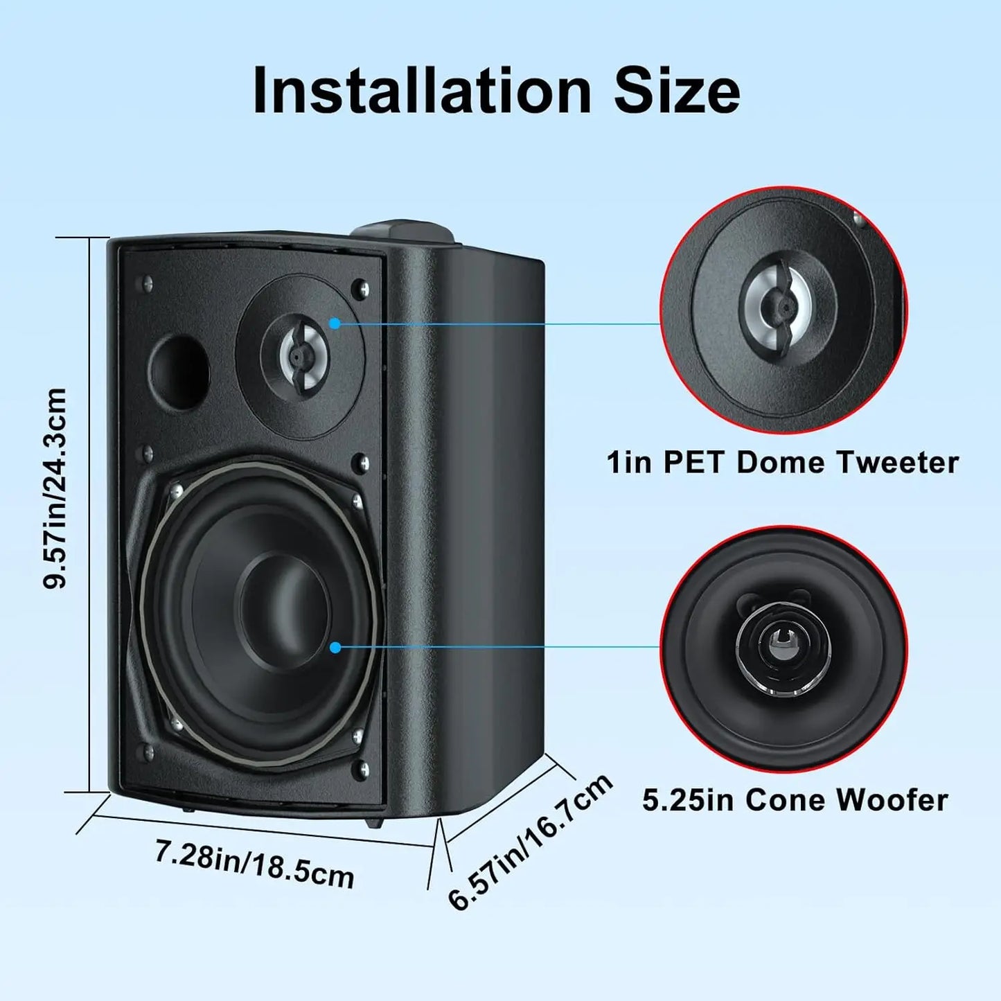 Herdio 4PCS  5.25'' 600 Watts Outdoor Speakers Waterproof