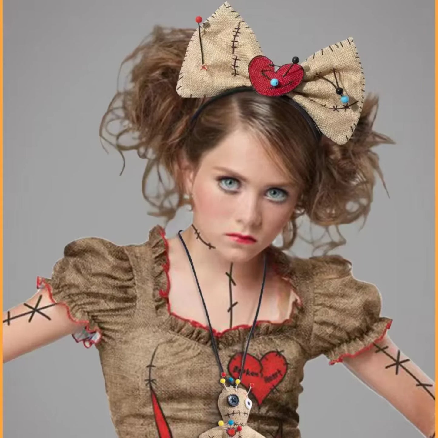 Voodoo Doll Headband Halloween Hair Hoop with Necklace