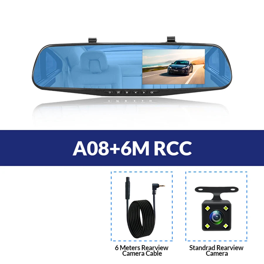 Dash Cam 4.3 Inches Car DVR Rearview Mirror