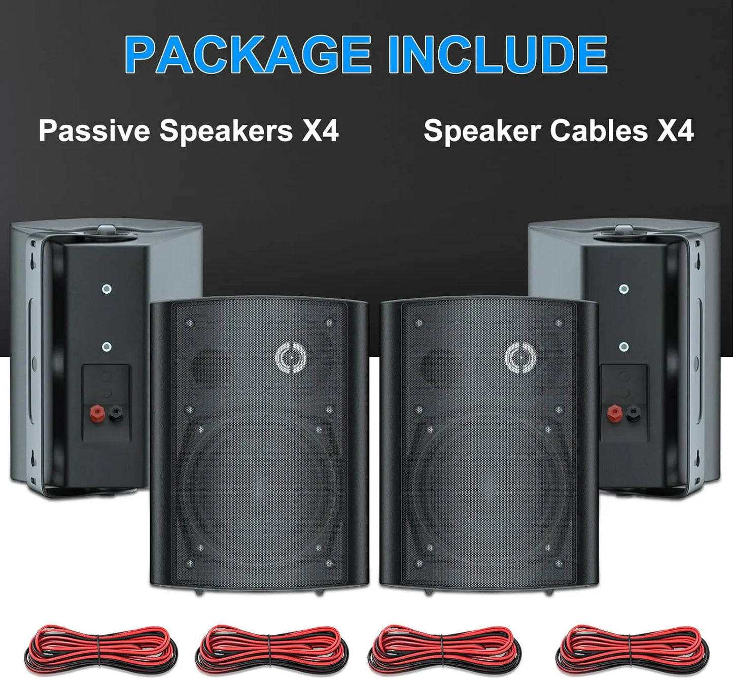 Herdio 4PCS  5.25'' 600 Watts Outdoor Speakers Waterproof