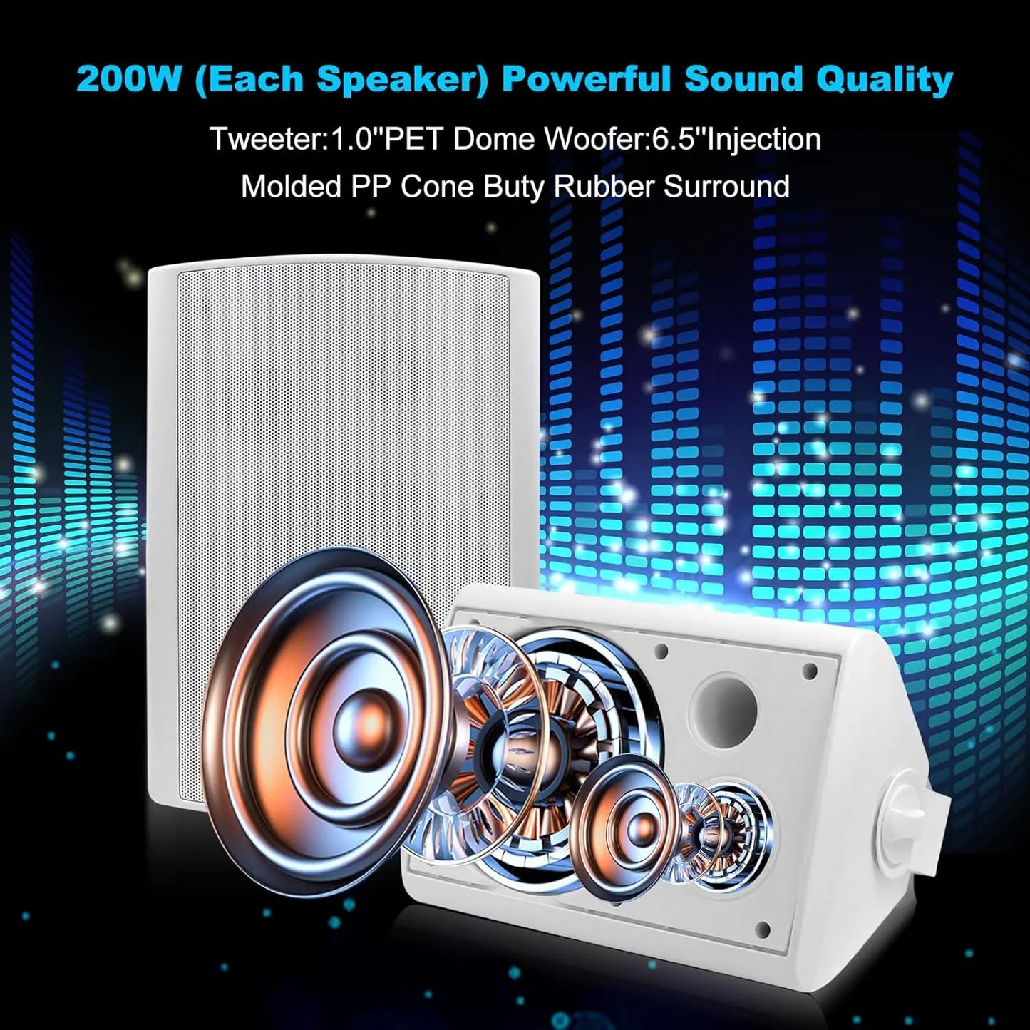 6.5" 400 Watt Indoor Outdoor Bluetooth Speakers