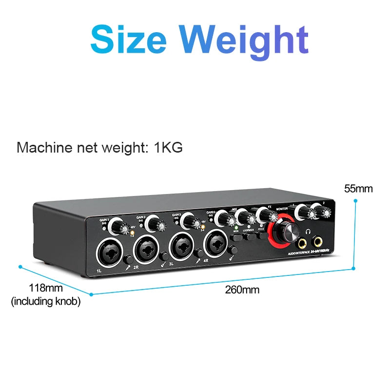 Audio Interface Studio Sound Card 2 Channel audio