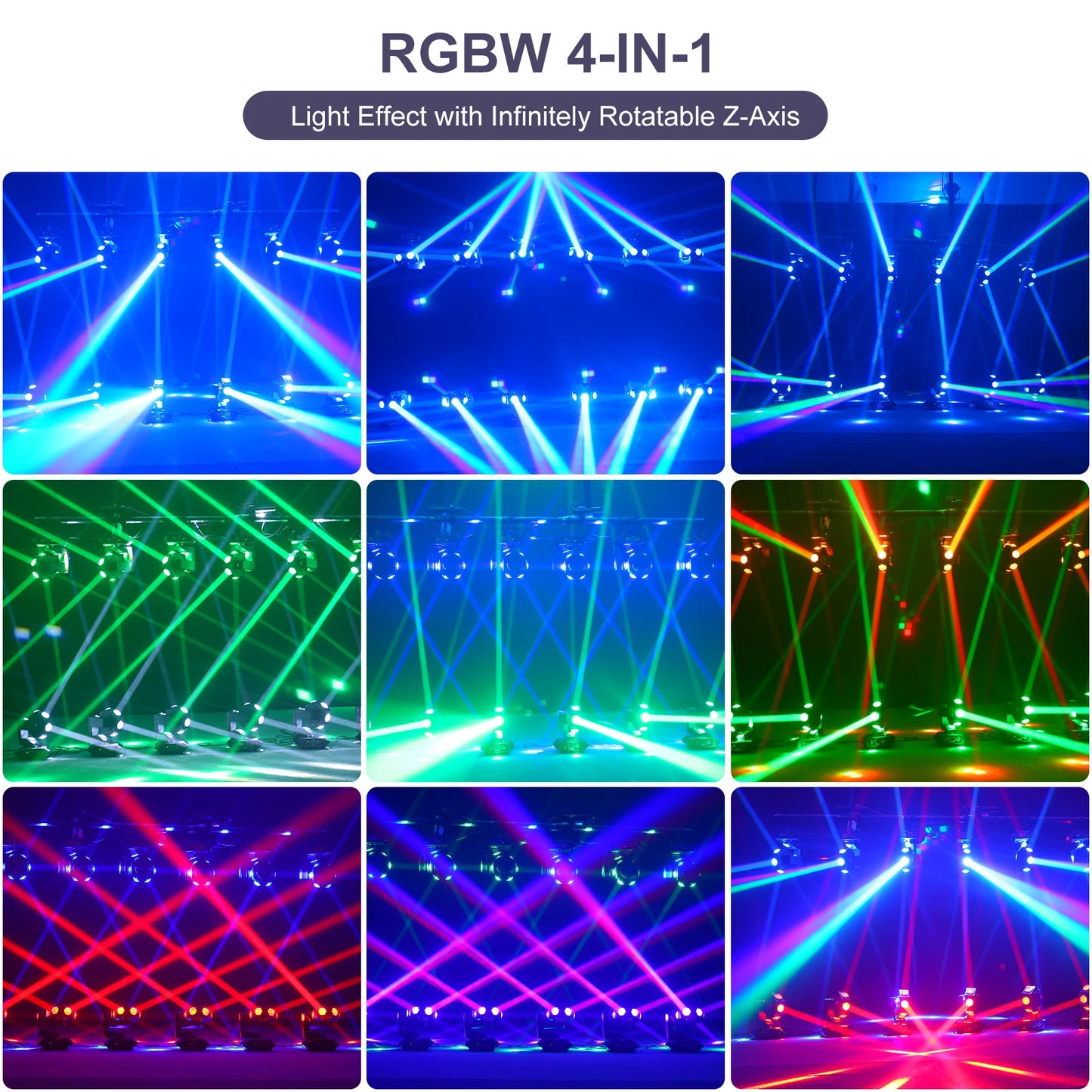 240W Beam Moving Head DJ Light 6LEDs RGBW 360° Rotating Stage Lights DMX512 For Disco Wedding Party Live Show Bar