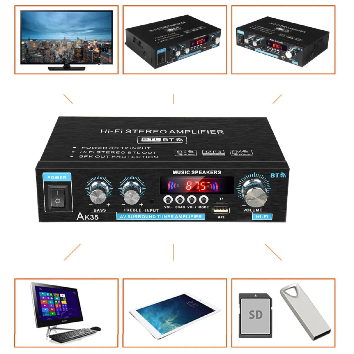 800W Home Digital Amplifiers Audio Power bluetooth Amplifier