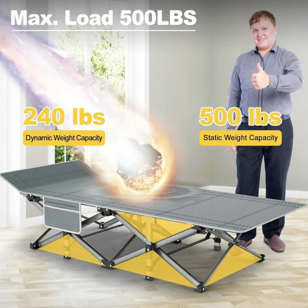 Folding Camping Cot with Mattress Max Load 800lbs