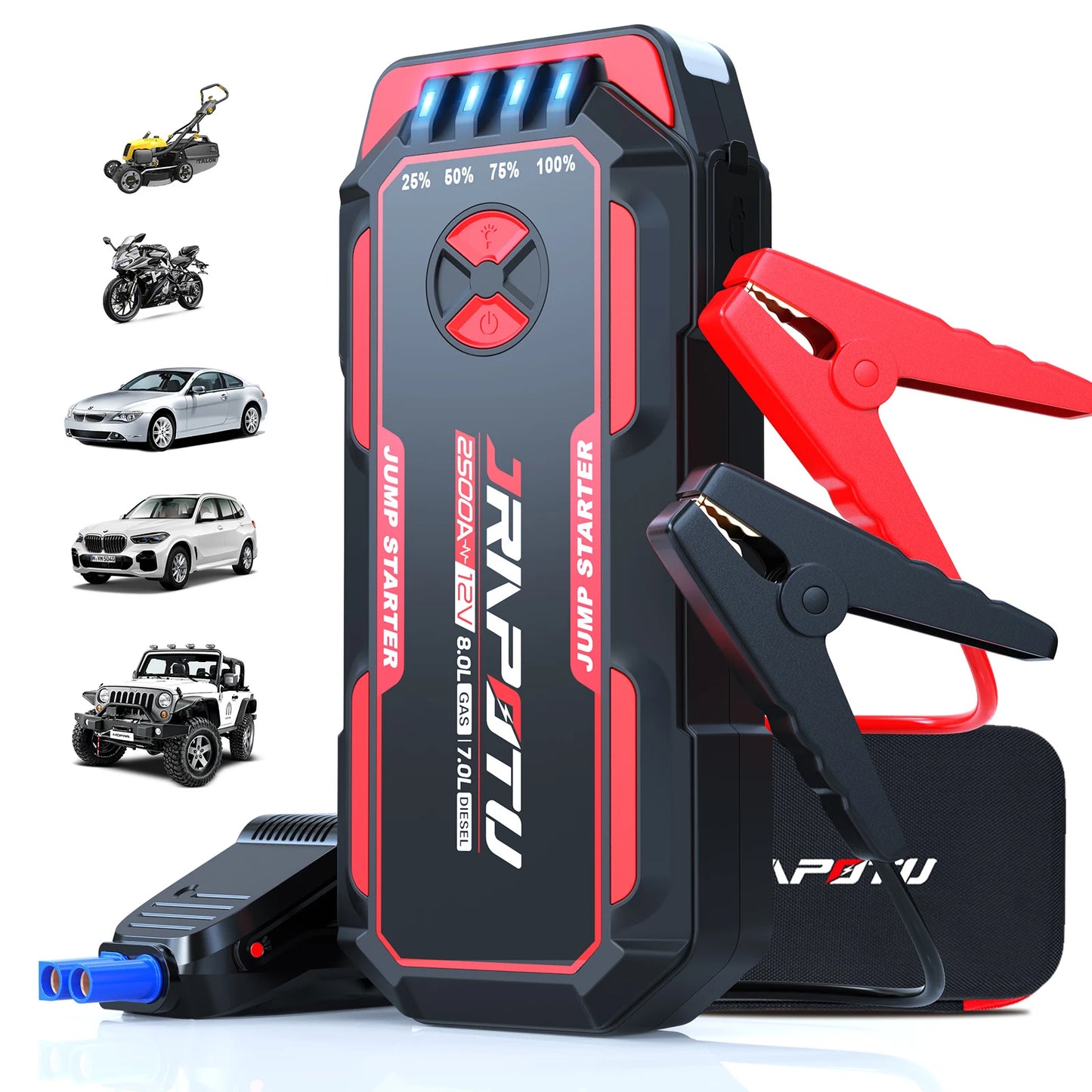 Portable Car Jump Starter, 2500A Peak Battery Jumper