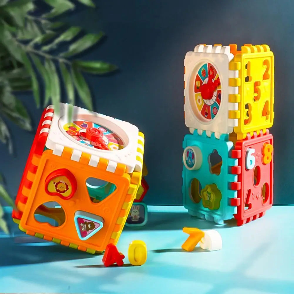 Colorful Plastic Activity Cube Clock Shape Geometric