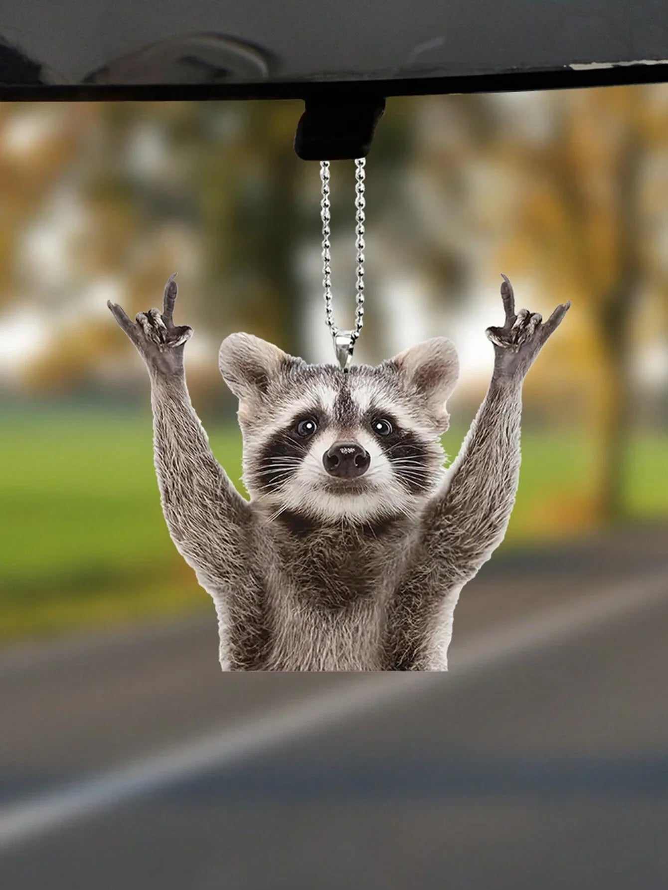 Acrylic Raccoon Rock Car Interior Pendant,