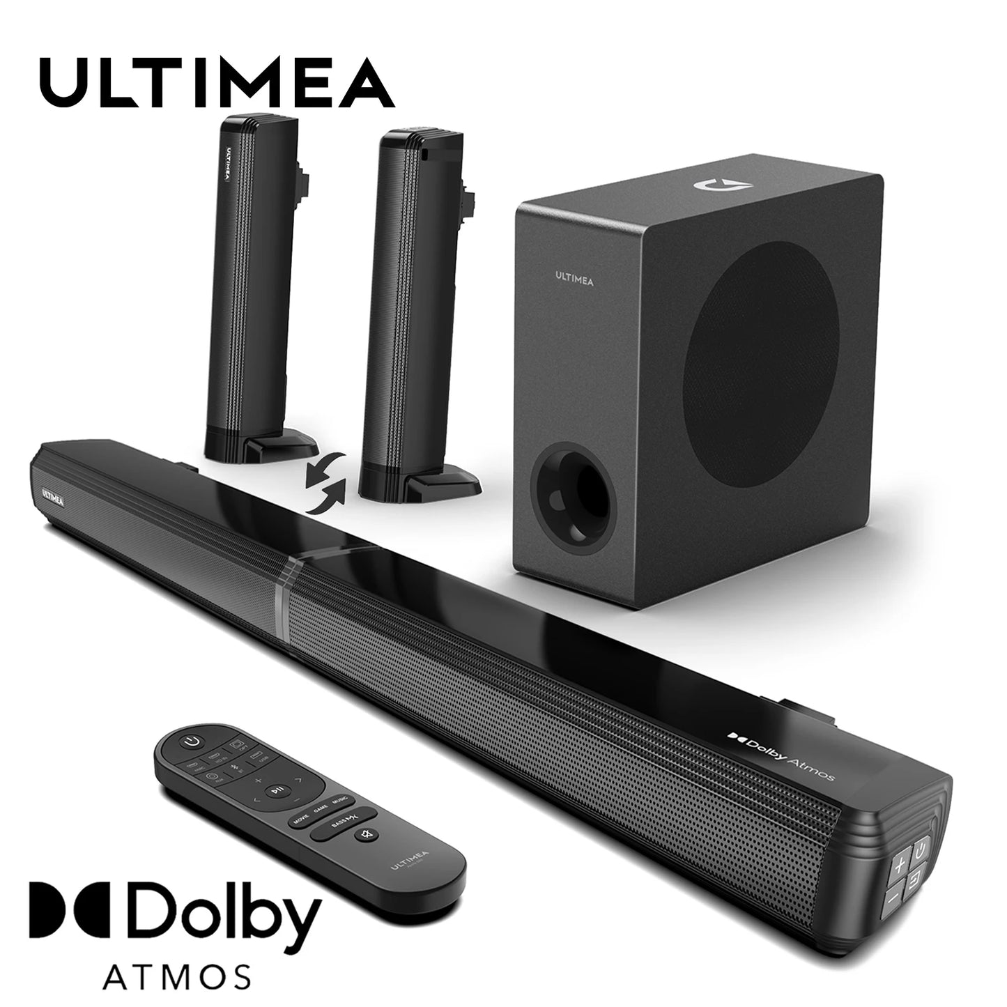 ULTIMEA 280W 4.1 Sound Bar  Dolby Atmos Bluetooth  Subwoofer