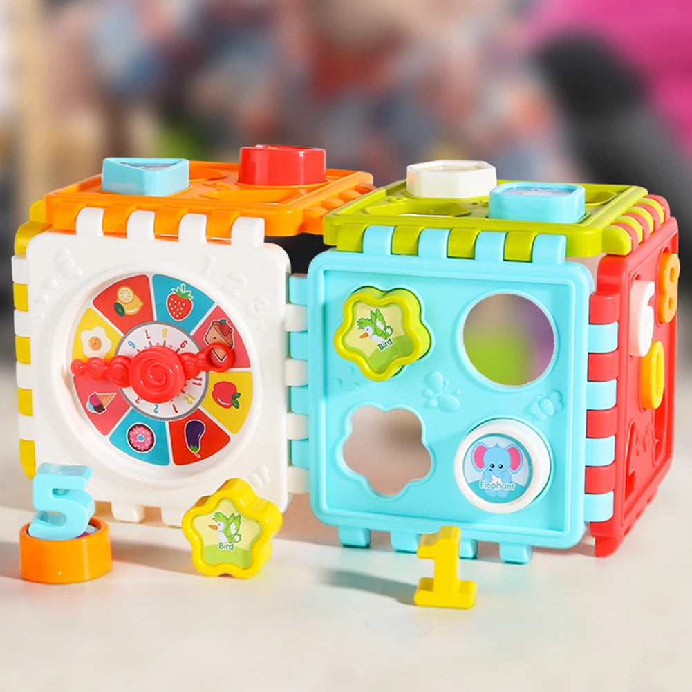 Colorful Plastic Activity Cube Clock Shape Geometric