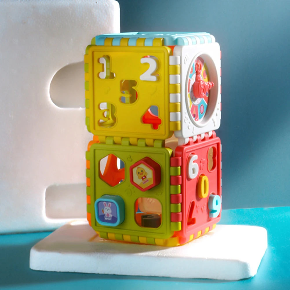 Colorful Plastic Activity Cube Clock Shape Geometric