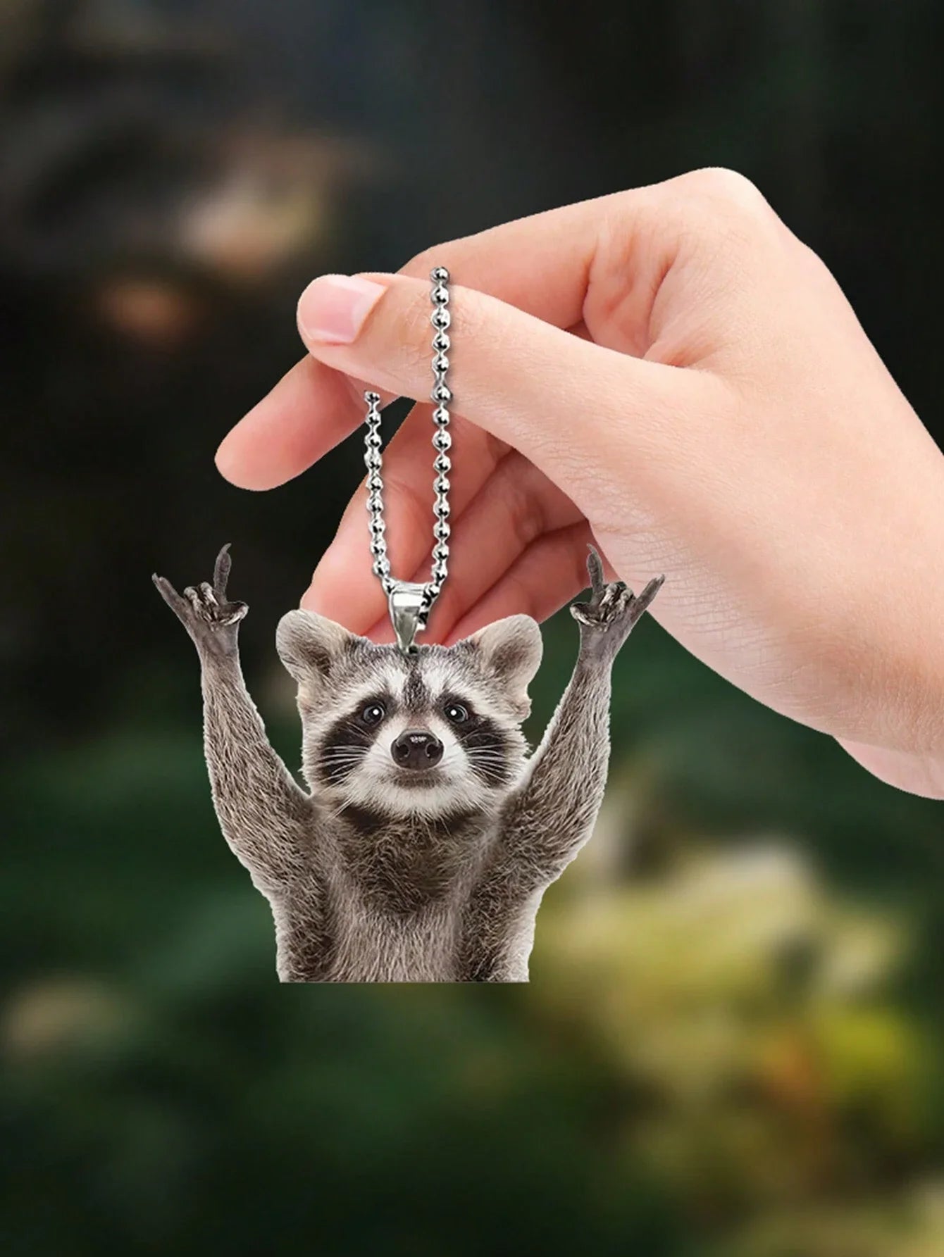 Acrylic Raccoon Rock Car Interior Pendant,