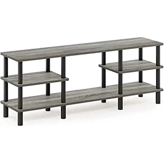 3-Tier Wide Shelf TV Stand 55'' TVs Oak Grey/Black