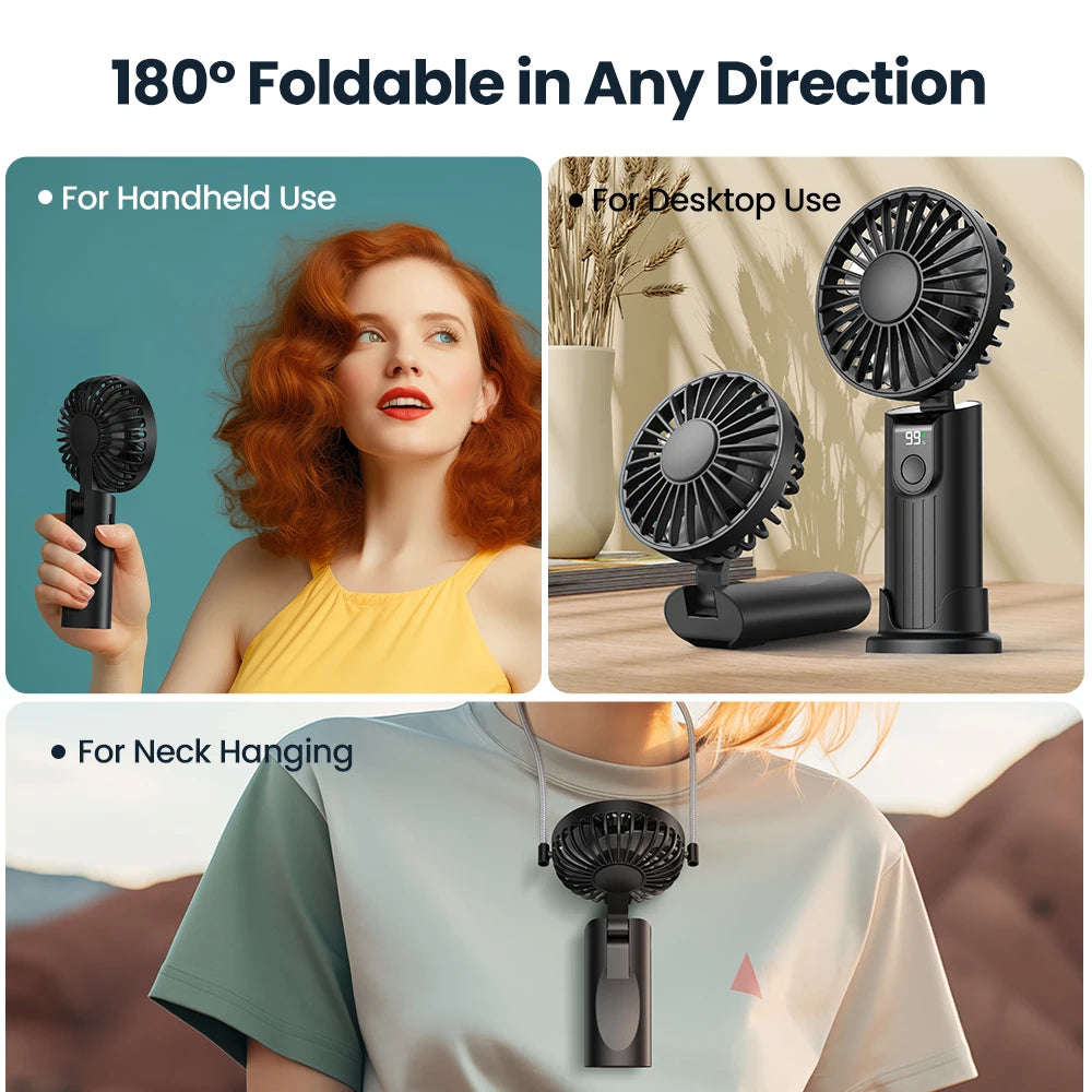 Portable Handheld Fan USB Rechargeable Foldable