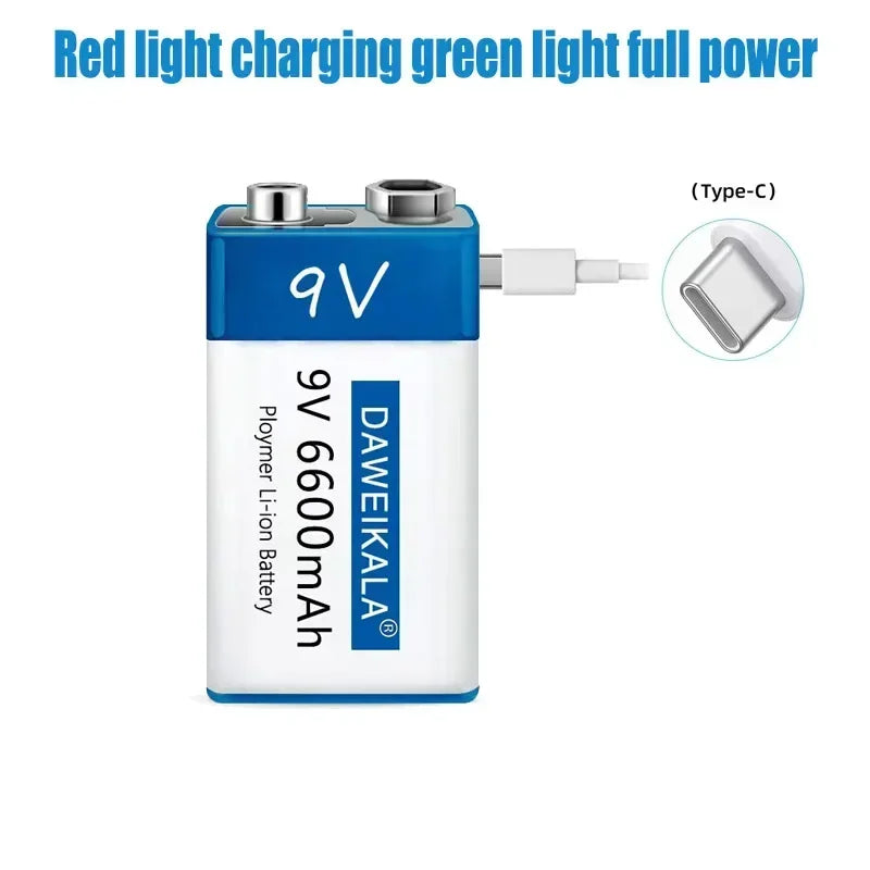 9V  lithium ion fast rechargeable battery